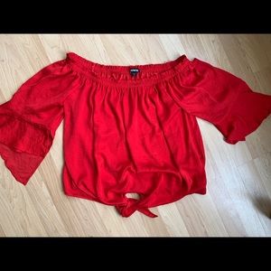 NEVER WORN Express off the shoulder red top